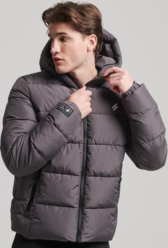 Superdry Hooded Sports Puffr Jacket Heren Jas - Dark Slate Grey - Maat L
