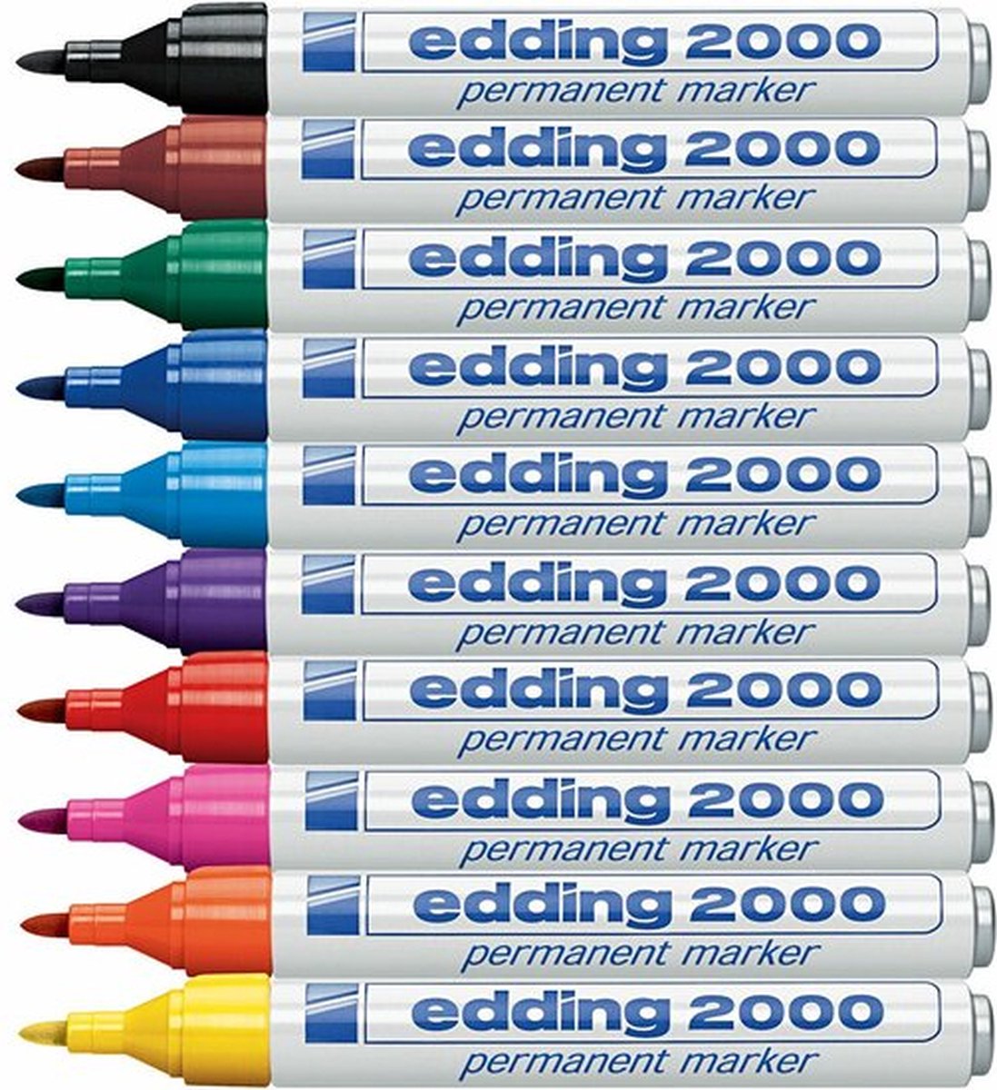 Edding Markers, diverse kleuren, afm 2000, lijndikte 1,5-3 mm, 10 stuk/ 1 doos