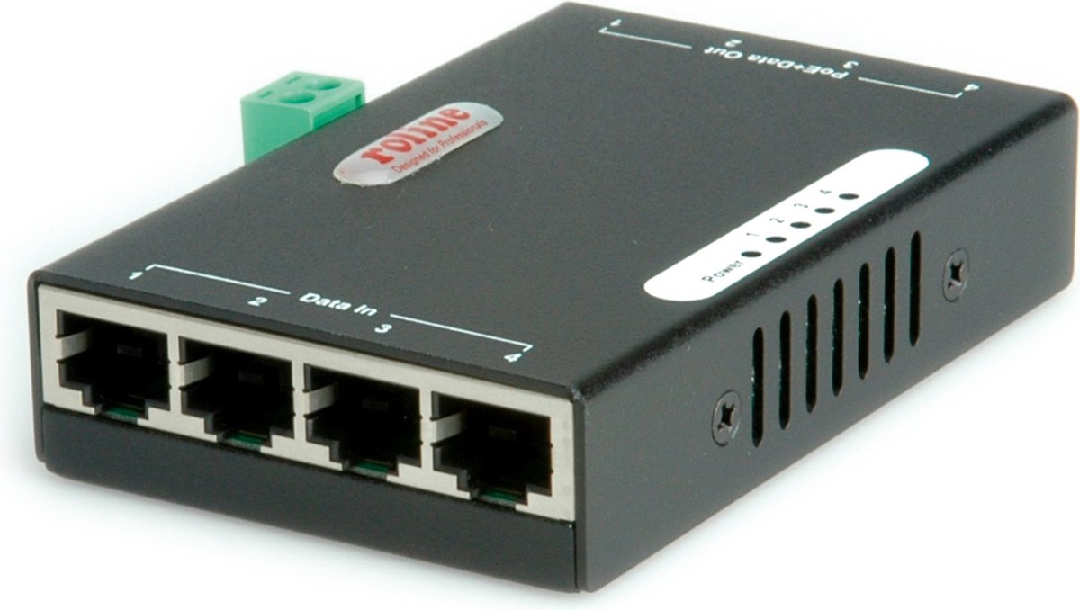 ROLINE Gigabit Ethernet PoE Injector, 4-Poorts