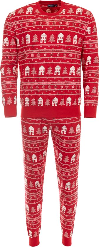Pastunette - Heren pyjamaset Kerst - Rood / Wit - Katoen - Maat S