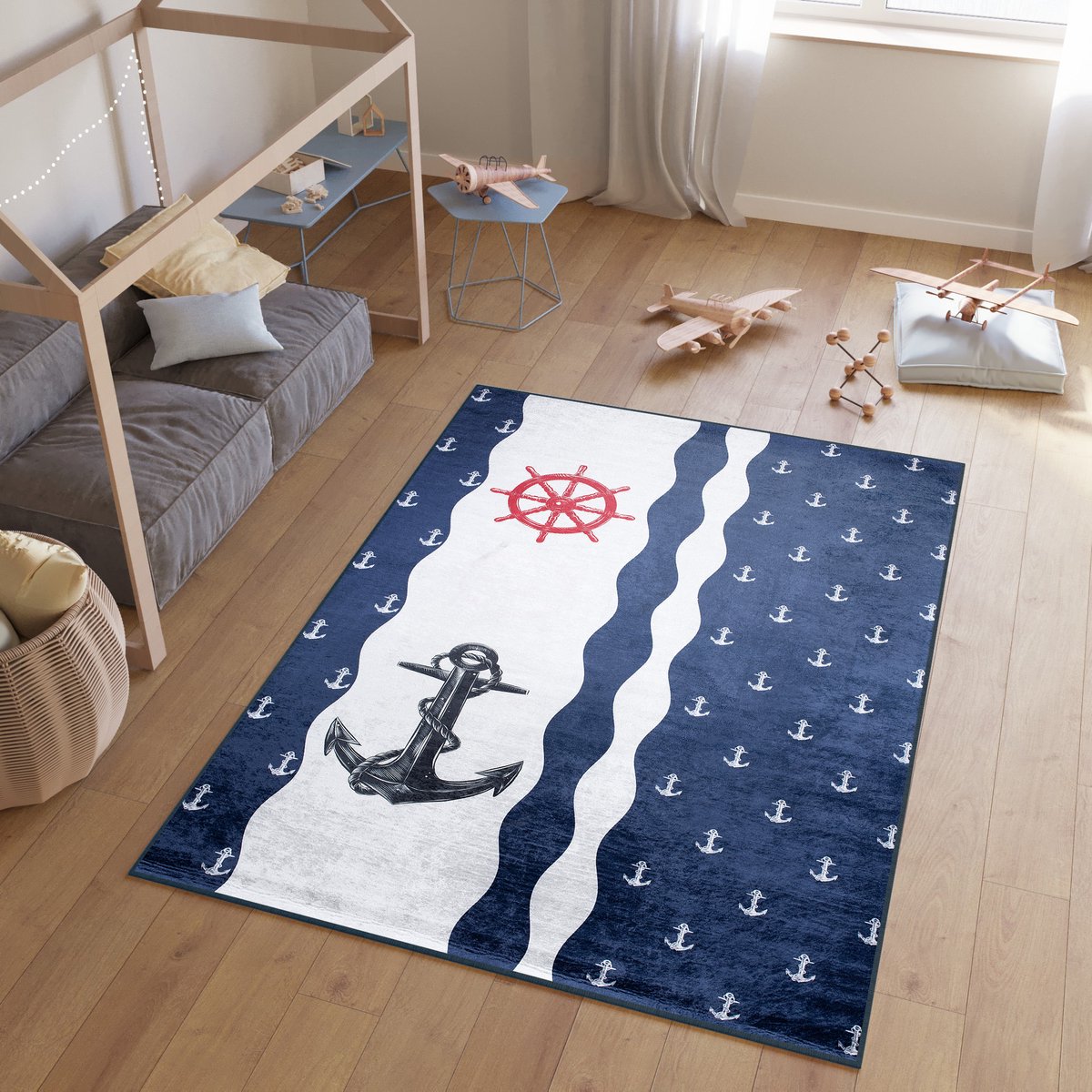 Tapiso Emma Vloerkleed Kindertapijt Zee Kinderkamer Baby Kinderen Tapijt Maat- 140x200