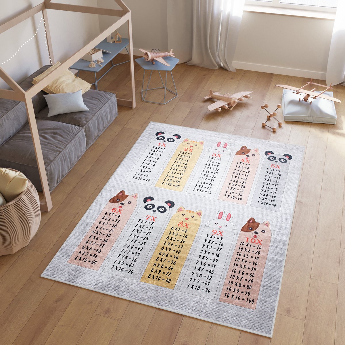 Tapiso Emma Vloerkleed Vermenigvuldigingstabel Kinderkamer Tapijt Maat- 120x170
