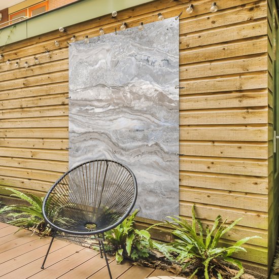 Muurdecoratie Marmer - Textuur - Grijs - 120x180 cm - Tuinposter - Tuindoek - Buitenposter