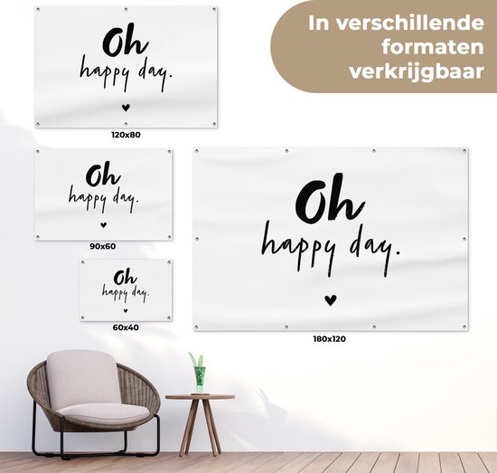 Affiche de jardin - Été - Citations - Oh happy day - Dictons - Jardin - 90x60 cm - Décoration murale - Toile de jardin - Texte d'affiche de jardin