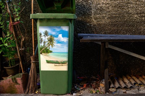 Autocollant pour conteneur Plage - Canoë - Palmier - Tropical - 40x60 cm - Autocollant Kliko