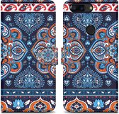 Cadorabo Hoesje geschikt voor OnePlus 5T - Design Blauwe Mandala No. 1 - Beschermhoes Case Cover met magnetische sluiting, standaardfunctie en kaartvakje