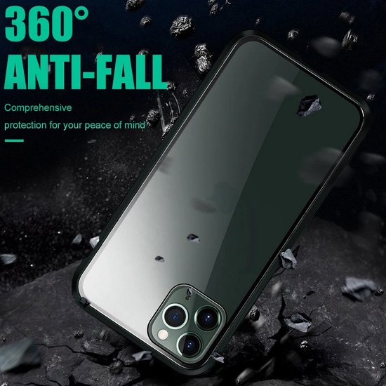 Coque iPhone 12 Pro Max Coque Arrière Magnétique - Coque iPhone 12 Pro Max Avec Glas Trempé Double Face - Zwart