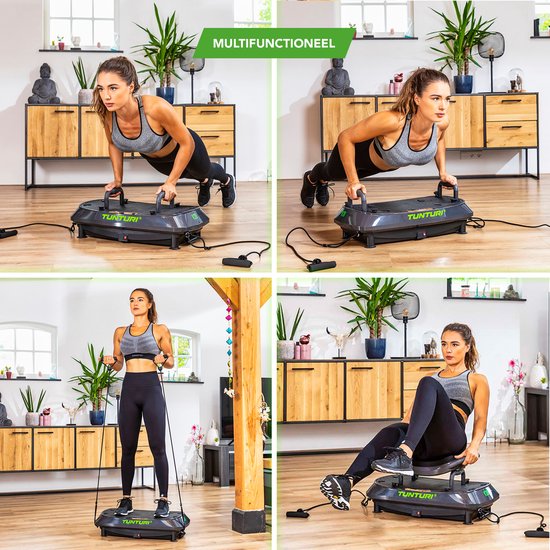 Tunturi Cardio Fit V20 Trilplaat - Incl. Fitnesstoel - Vibration plate - 30 Snelheden - 3 programma's - Vibratie en oscillatie - incl. gratis fitness app