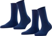 FALKE Happy 2-Pack katoen multipack sokken dames blauw - Maat 39-42