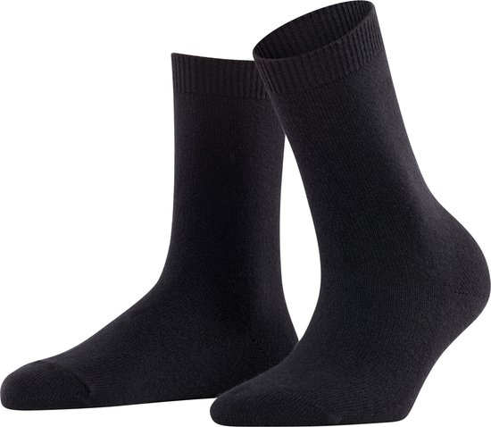 FALKE Cosy Wool warme dikke merinowol kasjmier sokken dames zwart - Maat 39-42