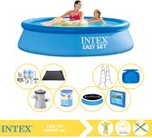 Intex Easy Set Zwembad - Opblaaszwembad - 244x61 cm - Inclusief Solarzeil Pro, Onderhoudspakket, Filter, Solar Mat, Trap, Voetenbad en Zwembadtegels