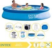 Intex Easy Set Zwembad - Opblaaszwembad - 366x76 cm - Inclusief Afdekzeil, Onderhoudspakket, Filter, Grondzeil, Stofzuiger, Trap, Voetenbad en Warmtepomp CP