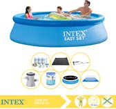 Intex Easy Set Zwembad - Opblaaszwembad - 305x76 cm - Inclusief Solarzeil Pro, Onderhoudspakket, Zwembadpomp, Filter, Grondzeil, Stofzuiger en Solar Mat