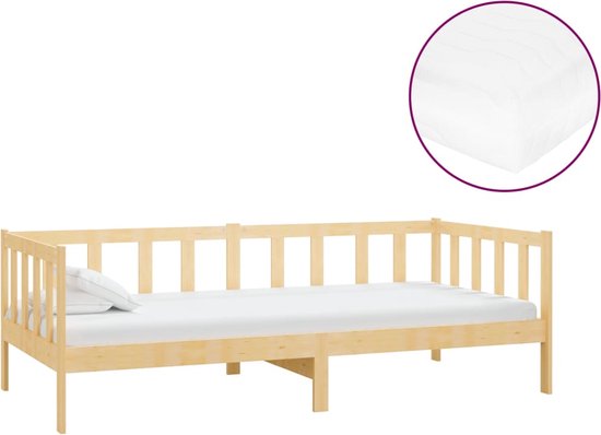 vidaXL Canapé-lit avec matelas Bois de pin massif 90x200 cm