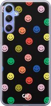 Hoesje geschikt voor Samsung Galaxy A34 - Retro Smileys - Emoji - Zwart - Soft Case Telefoonhoesje - TPU Back Cover - Casevibes
