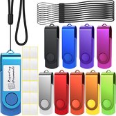 Memory Stick 10 Stuks 16 GB Uflatek USB 2.0 Flash Drives 16 GB Draaibare Thumb Drive Multi-color Pen Drive Gegevensopslag met Led Indicator