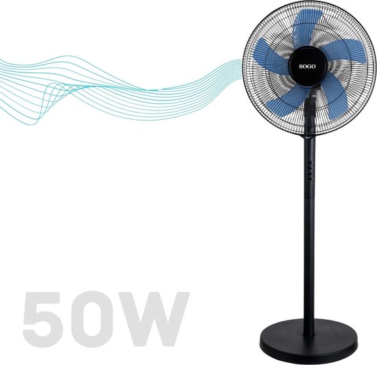 Ventilator - Zwart - Ventilator staand - Statiefventilator - 50W | bol.com