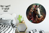 WallCircle - Wandcirkel paard - Bloemen - Natuur - Dieren - Wanddecoratie woonkamer - Muurcirkel binnen - Wandbord rond - Ronde schilderijen - 120x120 cm - Ronde muurdecoratie - Cirkel schilderij