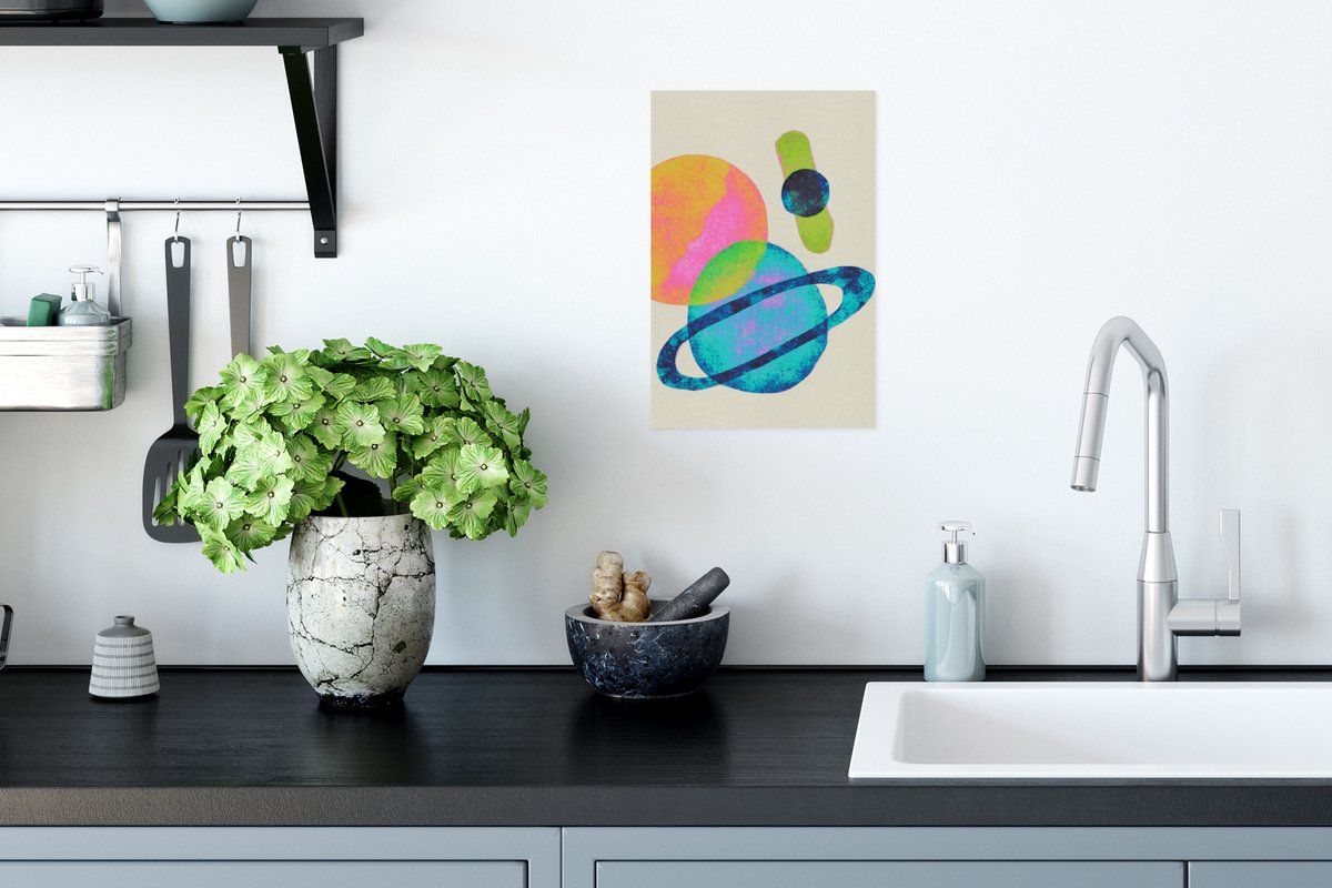 Poster Planeten - Abstract - Neon - Verf - 20x30 cm