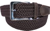 Coffee - Elastische Comfort Riem - maat 115 - Gevlochten - 100% Elastisch - Nikkelvrije Gesp