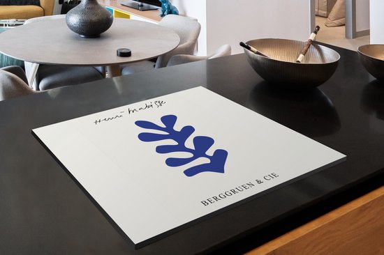 KitchenYeah® Inductie beschermer 65x52 cm - Abstract - Blauw - Kunst - Matisse - Kookplaataccessoires - Afdekplaat voor kookplaat - Inductiebeschermer - Inductiemat - Inductieplaat mat