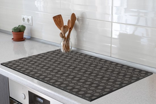 KitchenYeah® Inductie beschermer 80x52 cm - Patroon - Grijs - Zwart - Kookplaataccessoires - Afdekplaat voor kookplaat - Inductiebeschermer - Inductiemat - Inductieplaat mat