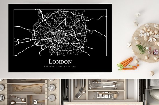 KitchenYeah® Inductie beschermer 77x51 cm - Kaart - Stadskaart - Londen - Plattegrond - Kookplaataccessoires - Afdekplaat voor kookplaat - Inductiebeschermer - Inductiemat - Inductieplaat mat