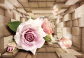 Pink Rose Wood Plankets Photo Wallcovering