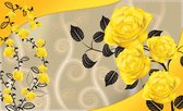 Roses Yellow Flowers Abstract Photo Wallcovering