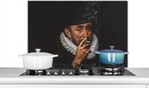 Spatscherm keuken 80x55 cm - Kookplaat achterwand Willem van Oranje - Adriaen Thomasz - Sigaretten - Muurbeschermer - Spatwand fornuis - Hoogwaardig aluminium