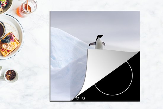 KitchenYeah® Inductie beschermer 78x78 cm - Pinguïn - IJs - Winter - Kookplaataccessoires - Afdekplaat voor kookplaat - Inductiebeschermer - Inductiemat - Inductieplaat mat