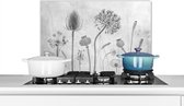 Spatscherm keuken 60x40 cm - Kookplaat achterwand Stilleven - Zwart - Wit - Olieverf - Muurbeschermer - Spatwand fornuis - Hoogwaardig aluminium