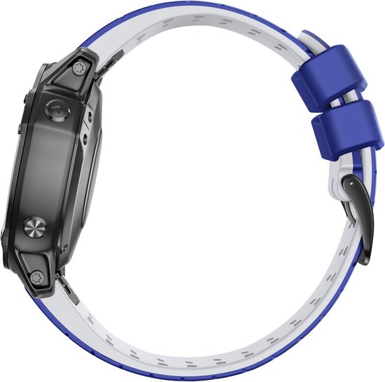 Bracelet en Siliconen - adapté pour Garmin Fenix ​​​​5/5 Plus/6/7/7 Pro -  bleu-blanc