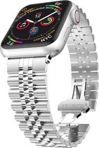 Stalen bandje - RVS - geschikt voor Apple Watch Series 1/2/3/4/5/6/7/8/9/SE/SE 2/Ultra/Ultra 2 met case size 42 mm / 44 mm / 45 mm / 49 mm - zilver