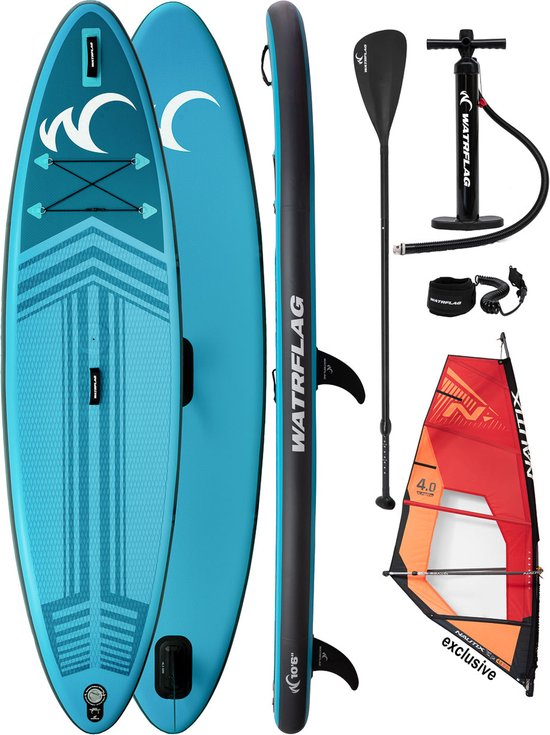 Watrflag Jibe WindSUP Board 10'6'' Set - 320 cm - Opblaasbaar Stand Up Paddle Board ook geschikt voor windsurfing