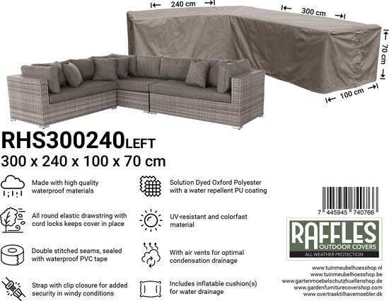 Vuil domesticeren twaalf Raffles Covers beschermhoes loungeset / hoekbank (L-vorm) - 300 x 240 H: 70  cm -... | bol.com