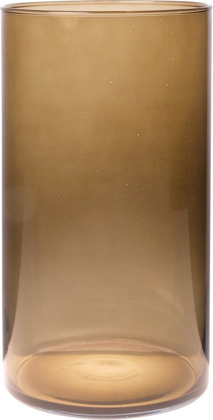 Bloemenvaas Neville - lichtbruin transparant - glas - D16 x H30 cm - Cilinder vorm
