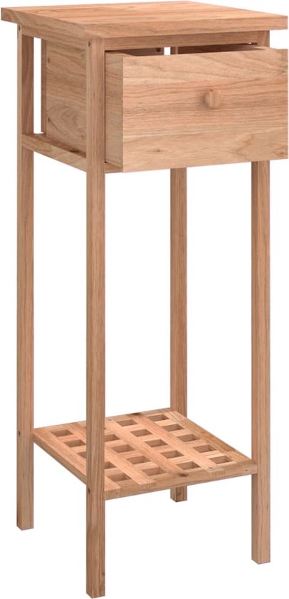 Table d'appoint The Living Store - Noyer Massief - Avec fonction de rangement - Robuste et stable - Largement applicable - Attention - montage mural requis