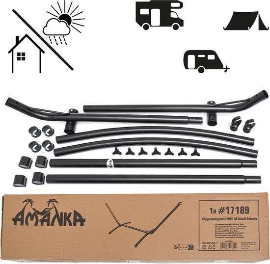 AMANKA Hangmat met Frame voor Buiten en Binnen - Hangmat voor 2 Personen - 310cm Hangmat Frame tot 120kg - Hangmat voor Tuin 200x120 met Onderstel Hangmat voor Balkon - Boho Tuin