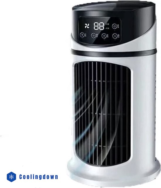 Coolingdown - air cooler, luchtbevochtiging, ventileren, koelen in 1 - mini airco usb portal - draagbaar koelventilator - led verplichting rainbow colour - timer clock - 200 celsius motor