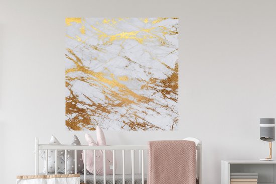 Stickers muraux - Film autocollant - Marbre - Motifs - Or - 100x100 cm - Film adhésif - Stickers muraux chambre d'enfant - Papier peint autocollant XXL - Papier peint autocollant - Film autocollant
