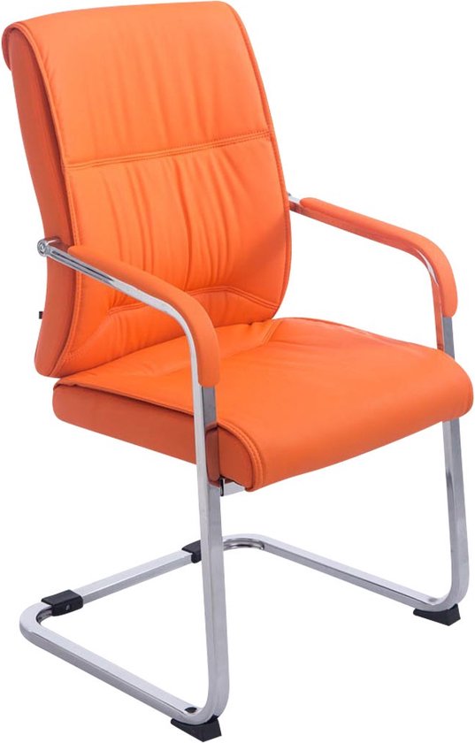 Vergaderstoel Vittorio - Oranje - Kunstlederen stoel - Met rugleuning - Bezoekersstoel - Zithoogte 48cm