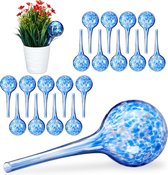 Relaxdays 20x waterdruppelaar - glas - waterbollen voor planten - Ø 6 cm - blauw