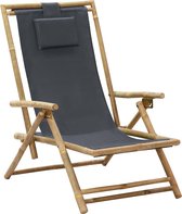 vidaXL - Relaxstoel - verstelbaar - bamboe - en - stof - donkergrijs