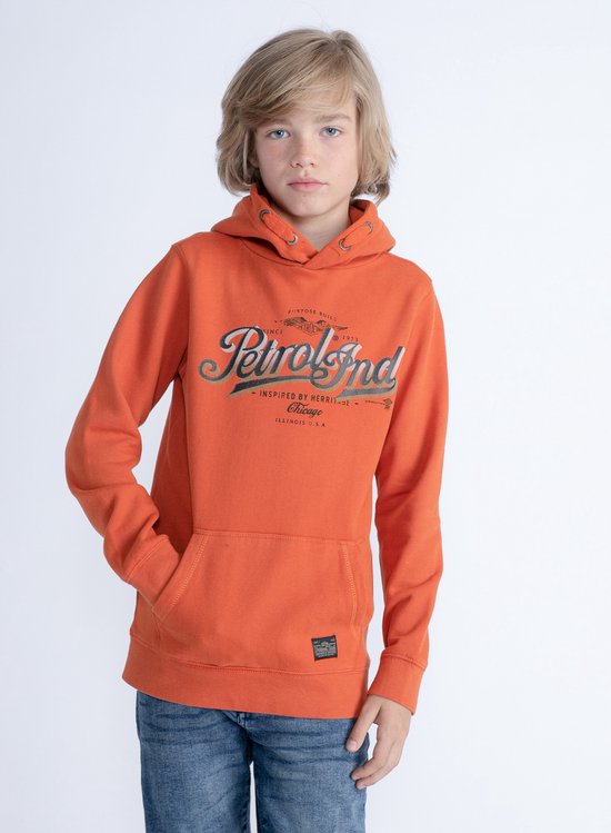 Petrol Industries - Jongens Artwork Hoodie Tinley Park - Oranje - Maat 128