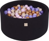 Ballenbak KATOEN Zwart - 90x40 incl. 300 bollen - Goud, Beige, Pastelroze, Paars
