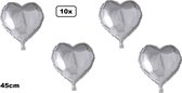 10x Ballon aluminium Coeur argent (45 cm) - mariage mariage mariée coeurs ballon fête festival amour blanc