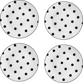 HAES DECO - Dinerborden set van 4 - Formaat Ø 26x2 cm - Kleur Wit - Bedrukt Porselein - Collectie: Big Dots - Servies, grote borden