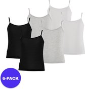 Apollo (Sports) - Bamboe Meisjes Hemd - Multi Zwart - Maat 146/152 - 6-Pack - Voordeelpakket