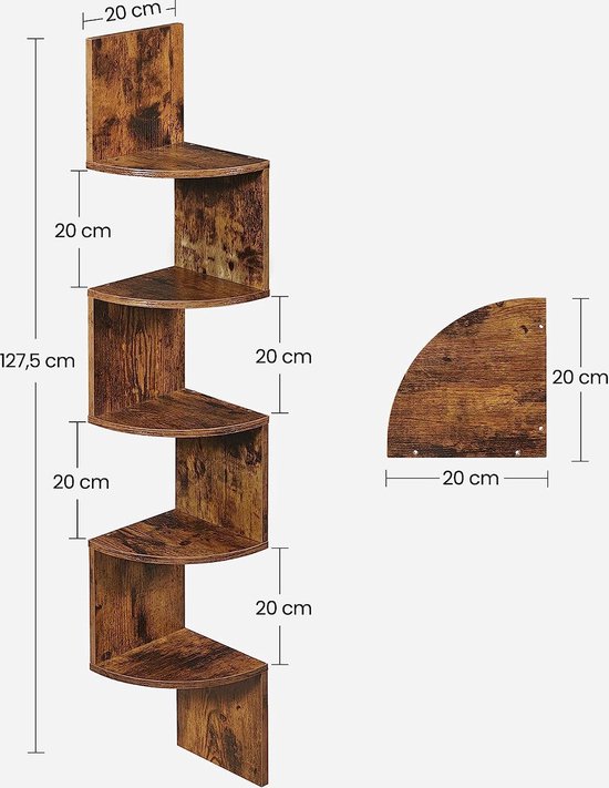 Giftgarden Set van 5 rustieke houten wandplanken, zwevende wandplanken